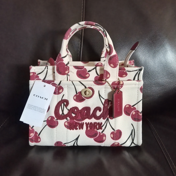 Coach Cherry Print Mini Cargo Tote Bag 20 Crossbody Handbag - Picture 1 of 6